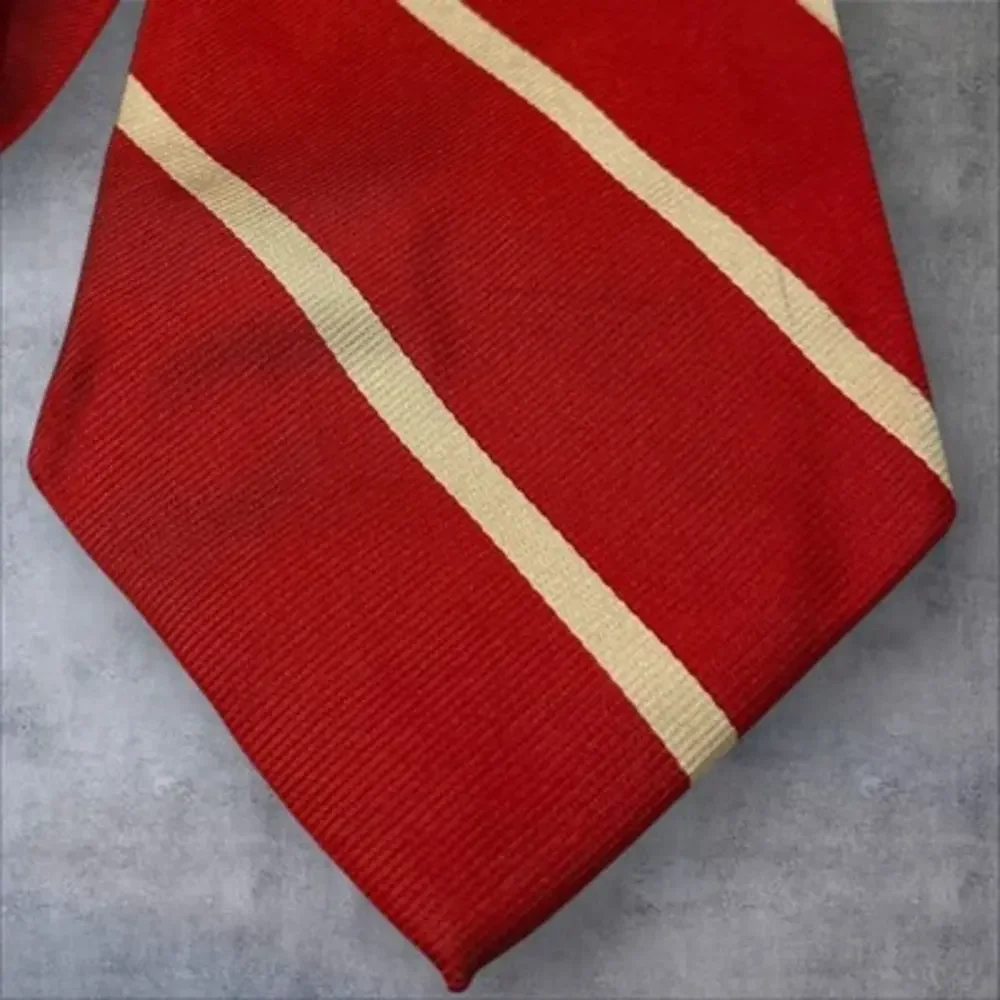 Harold Powell Neck Tie Adult Mens‎ Red/White Striped Silk USA Made 4” Necktie